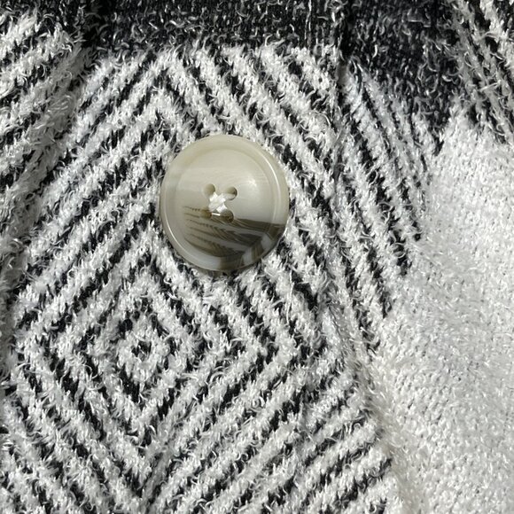 Christopher & Banks Fleece Jacket Black White Buffalo Plaid Size L Large - Picture 5 of 7